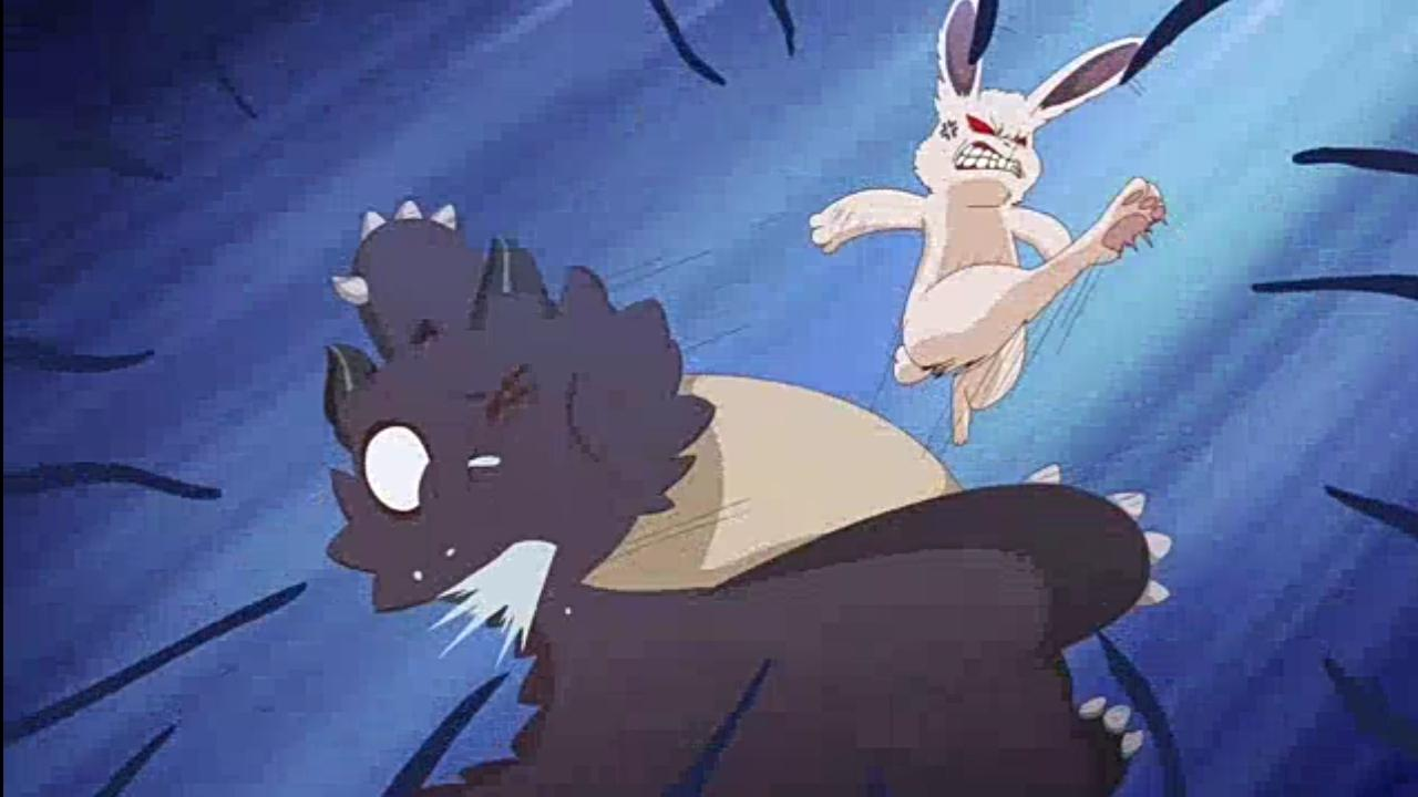 High Quality Bunny beating a dragon Blank Meme Template