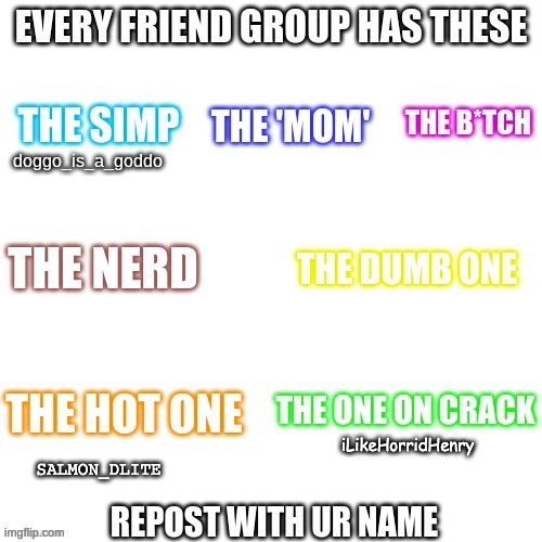 I'm not actually on crack tho lol | iLikeHorridHenry | image tagged in friend group ig,idk | made w/ Imgflip meme maker