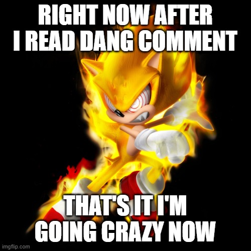 RIGHT NOW AFTER I READ DANG COMMENT THAT'S IT I'M GOING CRAZY NOW | made w/ Imgflip meme maker