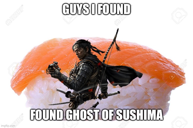 GUYS I FOUND; FOUND GHOST OF SUSHIMA | image tagged in funny,funny memes,video games | made w/ Imgflip meme maker