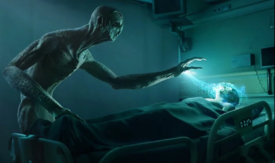High Quality ALIEN OVER HOSPITAL PATIENT Blank Meme Template