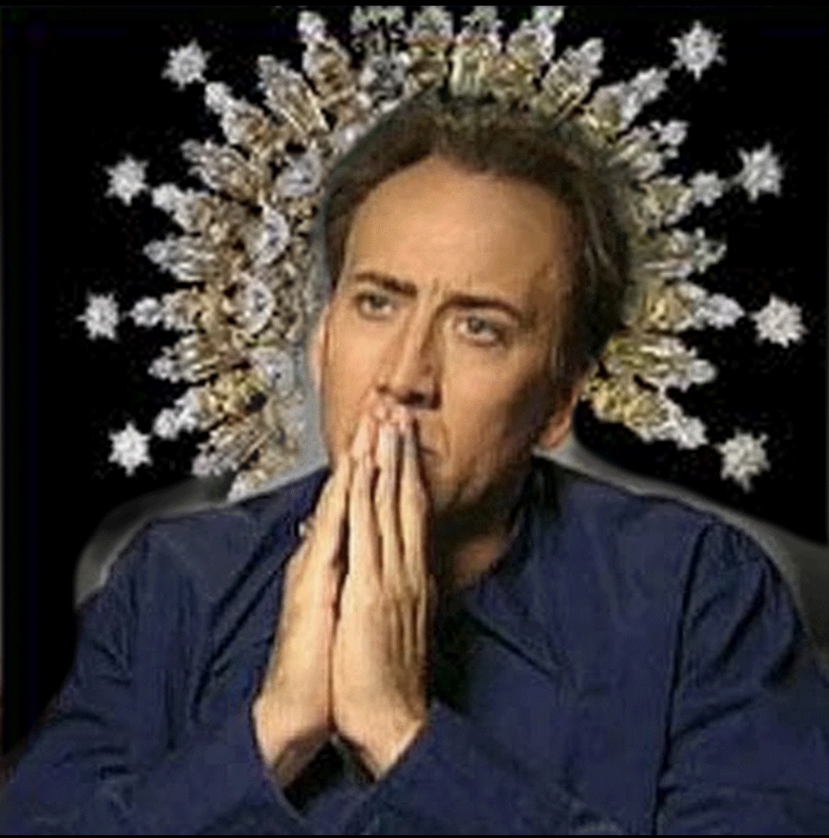 High Quality Praying Nicolas cage Blank Meme Template