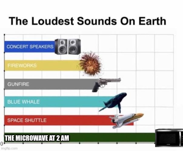 So true tho | THE MICROWAVE AT 2 AM | image tagged in the loudest sounds on earth | made w/ Imgflip meme maker