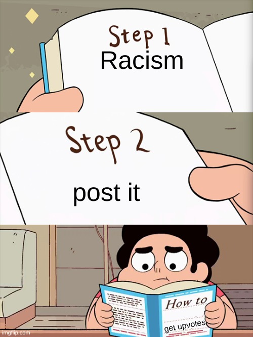 I Redd It | Racism; post it; get upvotes | image tagged in i redd it | made w/ Imgflip meme maker