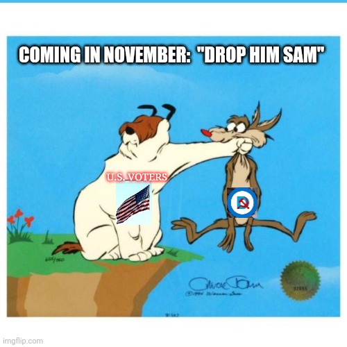 11/8/22  BUH-BYE DEMS- Can't Wait | COMING IN NOVEMBER:  "DROP HIM SAM"; U.S. VOTERS | image tagged in fire,democrats,its finally over | made w/ Imgflip meme maker