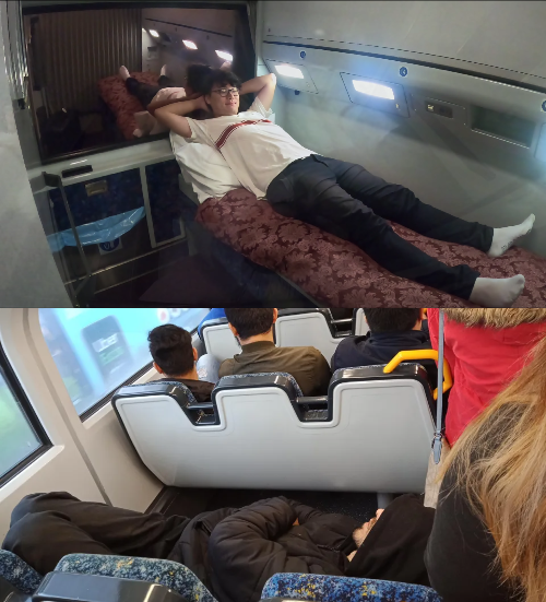 Sleeping on Sydney Trains Blank Meme Template