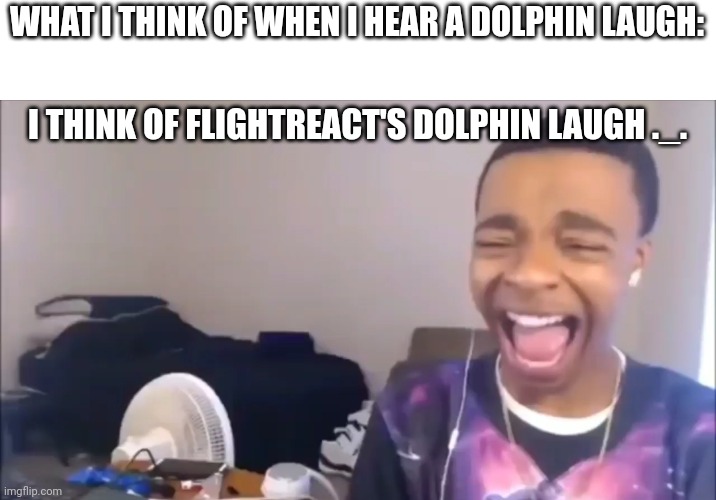 Flightreacts Dolphin Laugh | WHAT I THINK OF WHEN I HEAR A DOLPHIN LAUGH:; I THINK OF FLIGHTREACT'S DOLPHIN LAUGH ._. | image tagged in flightreacts dolphin laugh | made w/ Imgflip meme maker