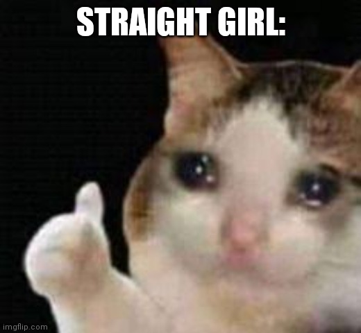 Approved crying cat | STRAIGHT GIRL: | image tagged in approved crying cat | made w/ Imgflip meme maker