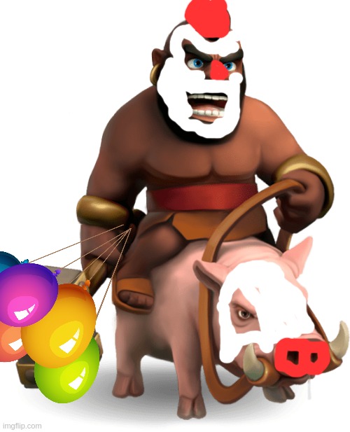 hog rider but he is now a clown | image tagged in hog rider | made w/ Imgflip meme maker
