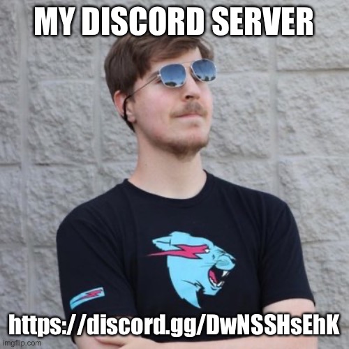 Mr. Beast | MY DISCORD SERVER; https://discord.gg/DwNSSHsEhK | image tagged in mr beast | made w/ Imgflip meme maker