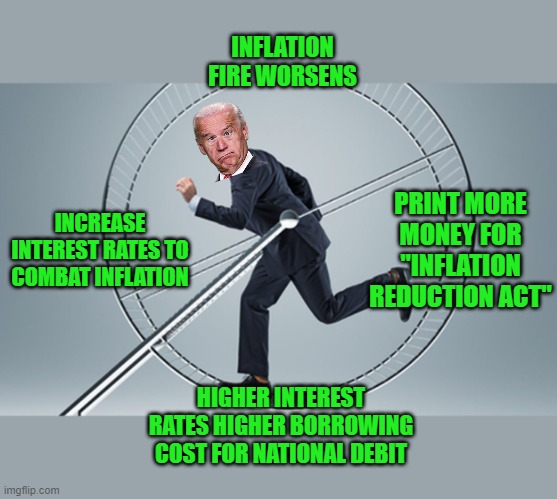 yep | INFLATION FIRE WORSENS; PRINT MORE MONEY FOR "INFLATION REDUCTION ACT"; INCREASE INTEREST RATES TO COMBAT INFLATION; HIGHER INTEREST RATES HIGHER BORROWING COST FOR NATIONAL DEBIT | image tagged in democrats | made w/ Imgflip meme maker