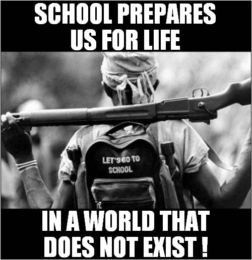 Deep Thoughts | SCHOOL PREPARES US FOR LIFE; IN A WORLD THAT DOES NOT EXIST ! | image tagged in deep thoughts,school,life,illusion,dark humour | made w/ Imgflip meme maker