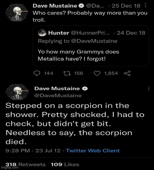 F for the scorpion | image tagged in memes,metal,heavy metal,megadeth,twitter,thrash metal | made w/ Imgflip meme maker