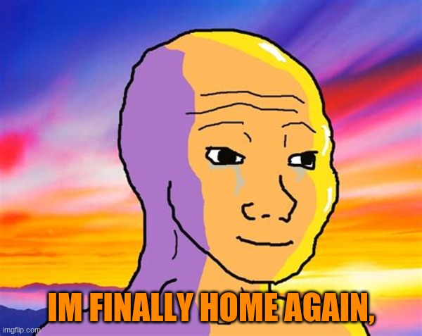 its been so long guys! explanation in comments. | IM FINALLY HOME AGAIN, | made w/ Imgflip meme maker