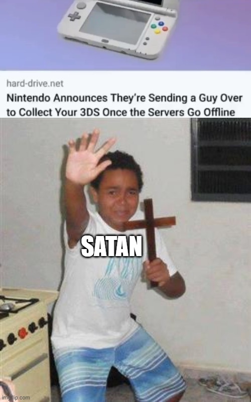 SATAN | image tagged in scared kid | made w/ Imgflip meme maker