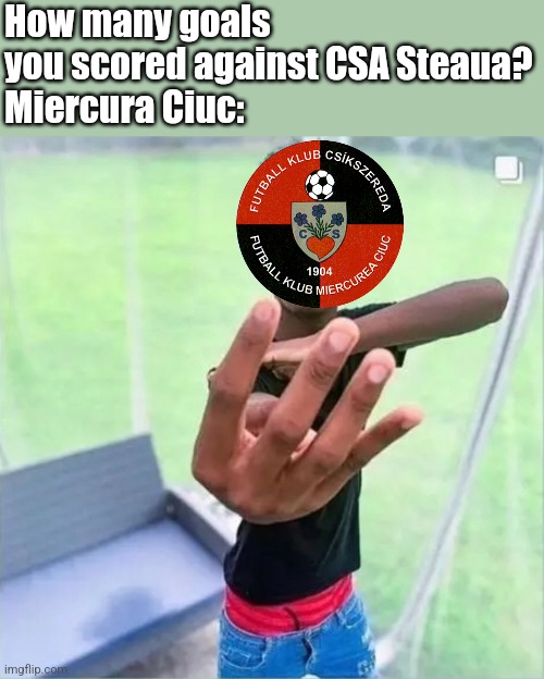 CSA Steaua 0-4 Miercurea Ciuc | How many goals you scored against CSA Steaua?
Miercura Ciuc: | image tagged in black boi holding up 4 fingers,futbol,romania,funny,memes | made w/ Imgflip meme maker
