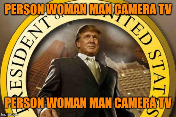 trump | PERSON WOMAN MAN CAMERA TV PERSON WOMAN MAN CAMERA TV | image tagged in trump | made w/ Imgflip meme maker