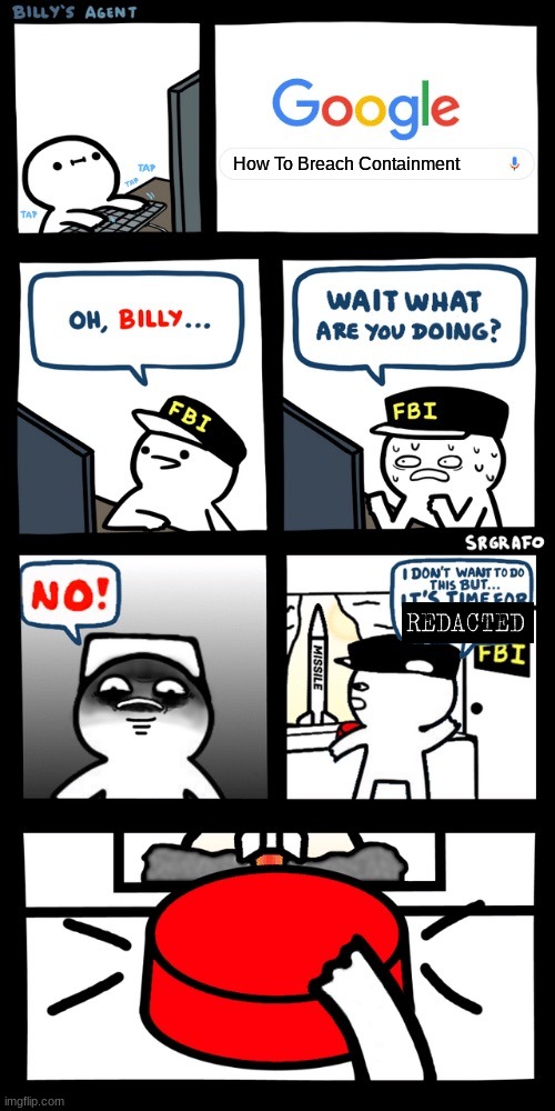Billy Breaches Containment | How To Breach Containment | image tagged in billy s fbi agent plan b | made w/ Imgflip meme maker