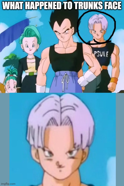 WHAT HAPPENED TO TRUNKS FACE | made w/ Imgflip meme maker