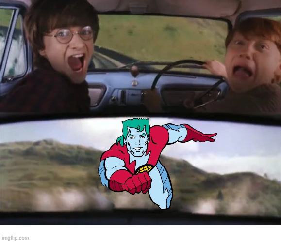 Captain Planet Chasing Harry and Ron | image tagged in captain planet,harry potter,ron weasley | made w/ Imgflip meme maker