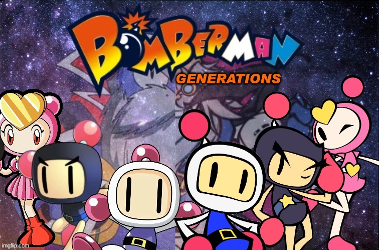 When the classic meets the R | image tagged in bomberman,classic,r,generation,generations,crossover | made w/ Imgflip meme maker
