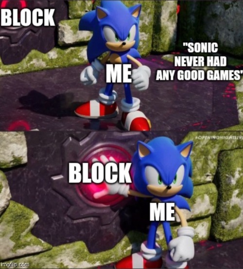 Frontiers trailer dropped, have meme I made by two screenshots | image tagged in sonic the hedgehog | made w/ Imgflip meme maker