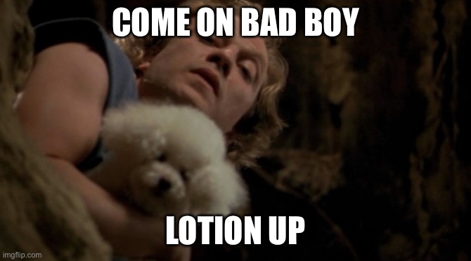 Lotion | COME ON BAD BOY; LOTION UP | image tagged in silence of the lambs lotion | made w/ Imgflip meme maker