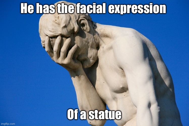 Embarrassed statue  | He has the facial expression Of a statue | image tagged in embarrassed statue | made w/ Imgflip meme maker