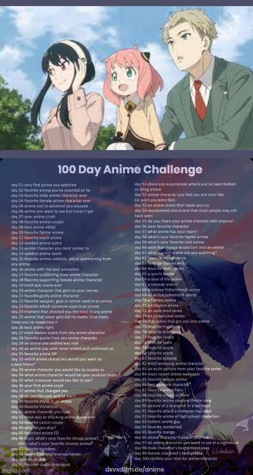 Day 6 | image tagged in 100 day anime challenge,spy x family | made w/ Imgflip meme maker