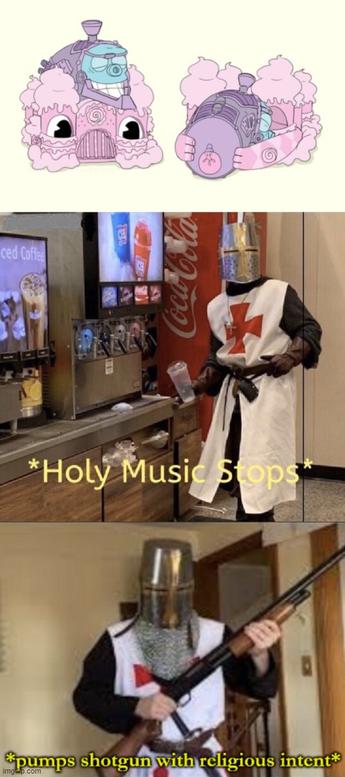 I made this cause why not | image tagged in holy music stops,loads shotgun with religious intent,cuphead | made w/ Imgflip meme maker