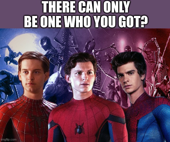 Who's the best let me know in the comments. | THERE CAN ONLY BE ONE WHO YOU GOT? | image tagged in spiderman,peter parker | made w/ Imgflip meme maker