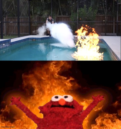 Pool on fire | image tagged in elmo fire,you had one job,pool,fire,memes,swimming pool | made w/ Imgflip meme maker