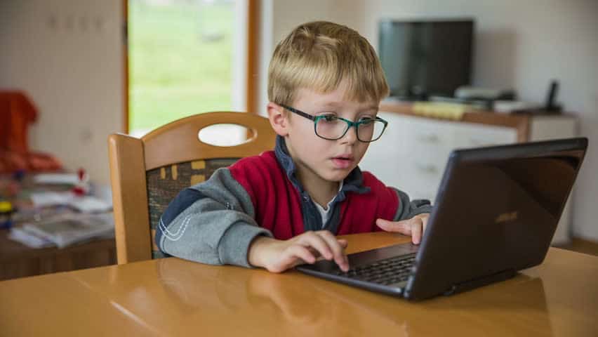 Kid With A Computer Blank Meme Template