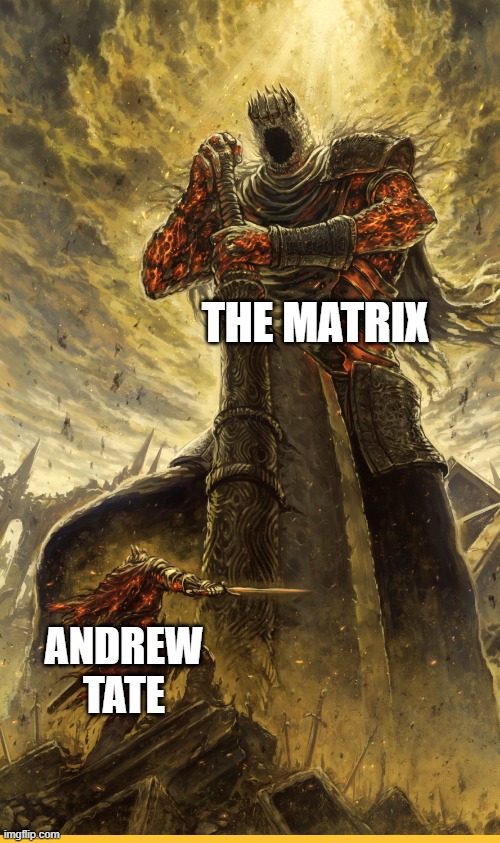 Our last hope? The last Crusader | THE MATRIX; ANDREW TATE | image tagged in fantasy painting,society,memes,meme,the matrix | made w/ Imgflip meme maker