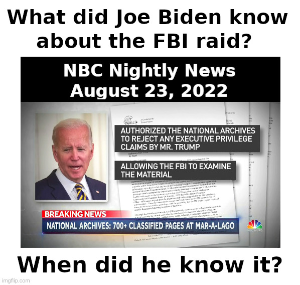 What did Joe Biden know? When did he know it? | image tagged in joe biden,fbi,raid,deep state,government corruption | made w/ Imgflip meme maker