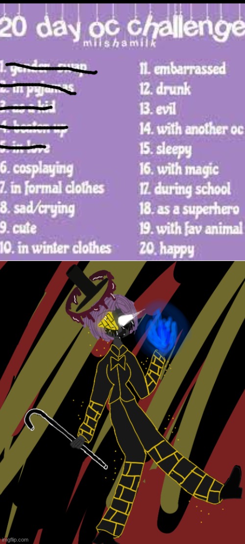 20 day oc challenge day 6 cosplaying bill cipher from gravity falls | image tagged in challenge,drawing,bill cipher | made w/ Imgflip meme maker