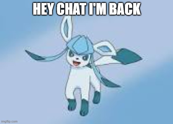 happy glaceon | HEY CHAT I'M BACK | image tagged in happy glaceon | made w/ Imgflip meme maker