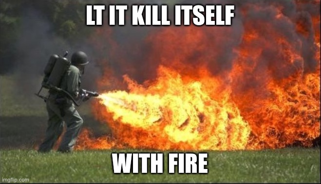 Kill it with fire | LT IT KILL ITSELF WITH FIRE | image tagged in kill it with fire | made w/ Imgflip meme maker