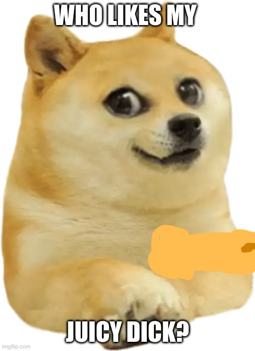 lick it | WHO LIKES MY; JUICY DICK? | image tagged in transparent doge baby | made w/ Imgflip meme maker