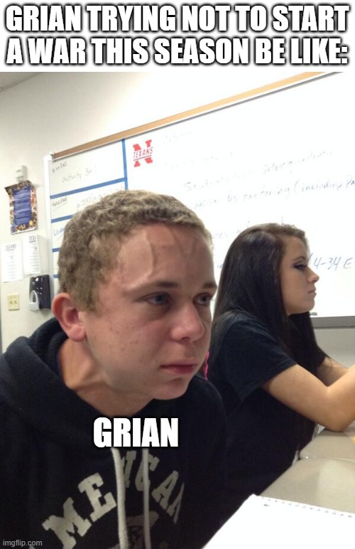 He's gonna snap eventually. I feel it. |  GRIAN TRYING NOT TO START A WAR THIS SEASON BE LIKE:; GRIAN | image tagged in hold fart,grian,hermitcraft,minecraft,funny,memes | made w/ Imgflip meme maker