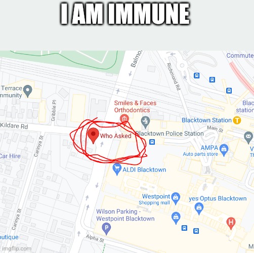 who asked | I AM IMMUNE | image tagged in who asked | made w/ Imgflip meme maker