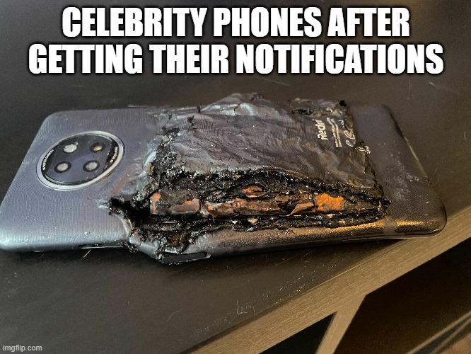Celebrity Storm | CELEBRITY PHONES AFTER GETTING THEIR NOTIFICATIONS | image tagged in funny,memes,facebook | made w/ Imgflip meme maker