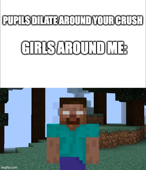 People around me: | PUPILS DILATE AROUND YOUR CRUSH; GIRLS AROUND ME: | image tagged in white background | made w/ Imgflip meme maker