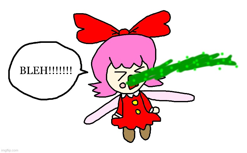 Ribbon is puking again | image tagged in ribbon,puke,vomit,cute,funny,gross | made w/ Imgflip meme maker