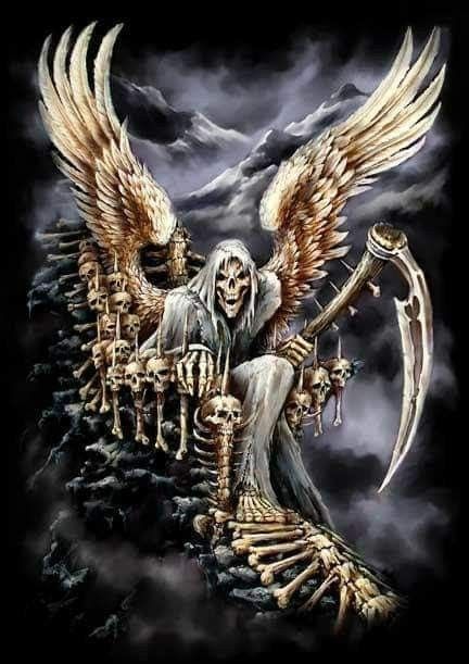 Grim Reaper on throne made of bones Blank Meme Template