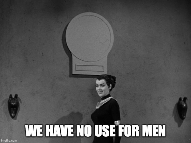 We have no use for men! | WE HAVE NO USE FOR MEN | image tagged in cat women of the moon | made w/ Imgflip meme maker