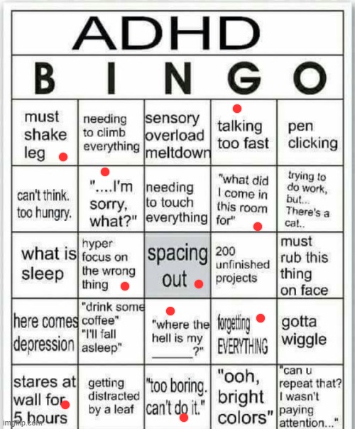 adhd bingo | image tagged in adhd bingo | made w/ Imgflip meme maker