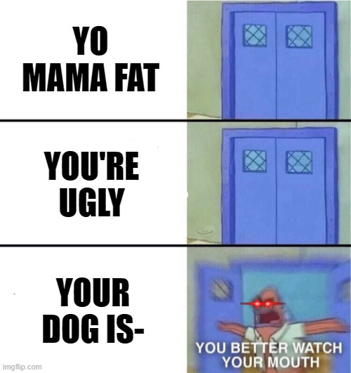 You better watch your mouth | YO MAMA FAT; YOU'RE UGLY; YOUR DOG IS- | image tagged in you better watch your mouth | made w/ Imgflip meme maker