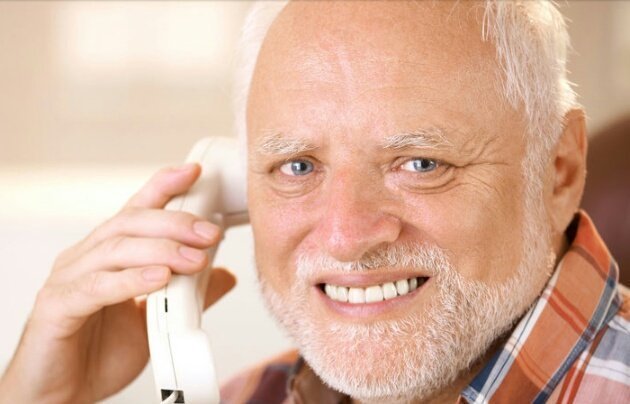 old guy pc telephone Blank Meme Template