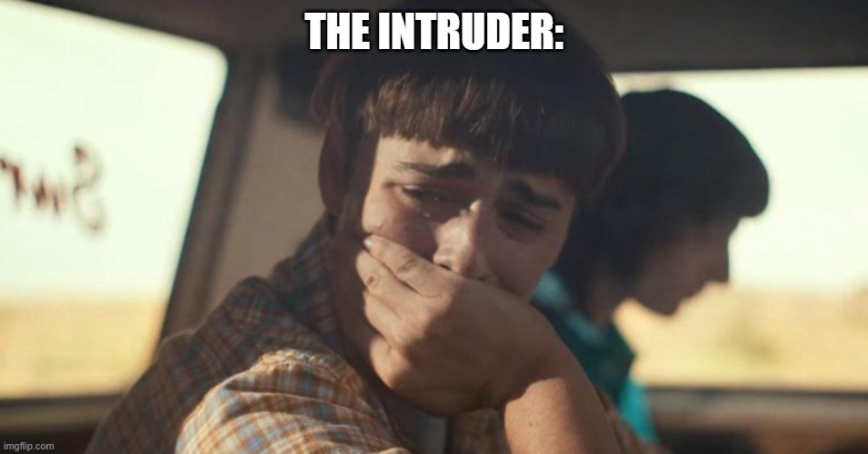 THE INTRUDER: | image tagged in will byers crying | made w/ Imgflip meme maker